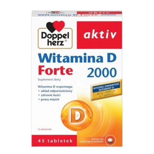 Miniaturka artykułu - Doppelherz aktiv Witamina D Forte 2000, 45tabl. 