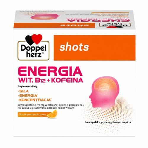 Miniaturka artykułu - Doppelherz shots Energia Witamina B12 + Kofeina, 10 ampułek