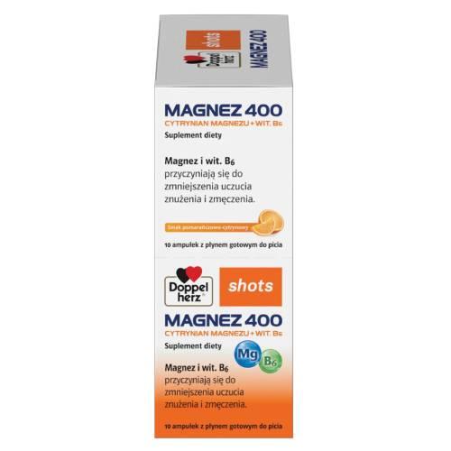Miniaturka artykułu - Doppelherz shots Magnez 400 Cytrynian magnezu + Witamina B6, 10 ampułek
