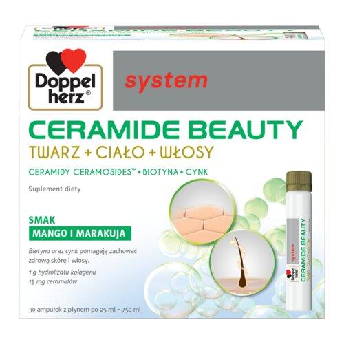 Miniaturka artykułu - Doppelherz System Ceramide Beauty płyn, 30 ampułek po 25 ml - zawiera ceramidy, kolagen i biotynę