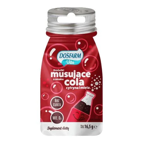 Miniaturka artykułu - Dosfarm Vita Drażetki musujące o smaku cola, cytryna i mięta z witaminą D3, 16,5 g
