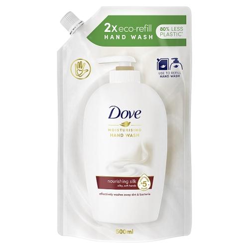 Miniaturka artykułu - DOVE Nourishing Silk Kremowe mydło do rąk w płynie, 500ml (zapas)