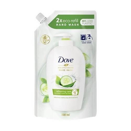 Miniaturka artykułu - DOVE Refreshing Care Pielęgnujące mydło w płynie Og&oacute;rek i Zielona herbata, 500ml (zapas)