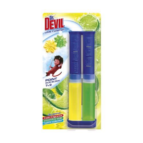 Miniaturka artykułu - Dr. Devil Punktowy żel do WC Duo Block - Lime Twister, 65ml