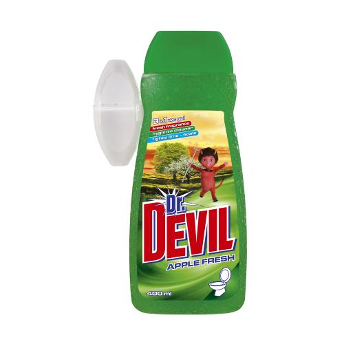 Miniaturka artykułu - Dr. DEVIL Żel do WC Apple Fresh, 400ml + koszyk