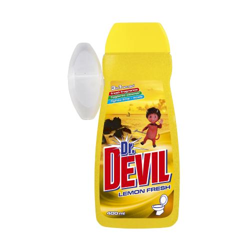 Miniaturka artykułu - Dr. DEVIL Żel do WC Lemon Fresh, 400ml + koszyk