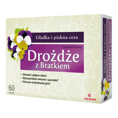 Miniaturka artykułu - Drożdże z bratkiem COLFARM - 60 tabletek 