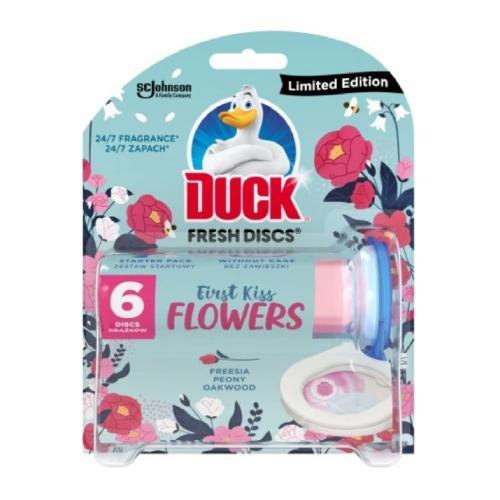 Miniaturka artykułu - DUCK Fresh Discs Żelowy krążek do toalety First Kiss Flowers, 36ml