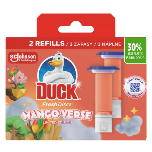 Miniaturka artykułu - Duck Fresh Discs Żelowy krążek do toalety Mango-Verse, zapas, 2 x 6 szt.
