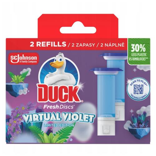 Miniaturka artykułu - Duck Fresh Discs Żelowy krążek do toalety Virtual Violet, zapas, 2 x 6 szt.