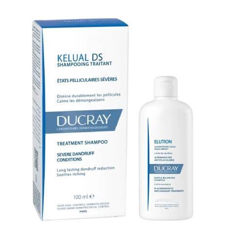 Miniaturka artykułu - DUCRAY KELUAL DS Zestaw Szampon, 100ml + Elution szampon, 100ml