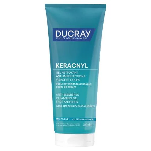 Miniaturka artykułu - DUCRAY KERACNYL Żel oczyszczający do twarzy i ciała, 200ml