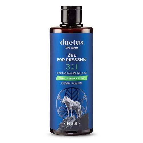 Miniaturka artykułu - DUETUS for Men Żel pod prysznic 3w1 Odżywczy, 300 ml
