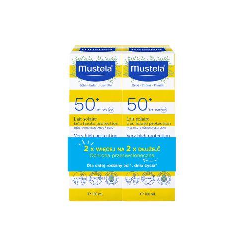 Miniaturka artykułu - Mustela Bebe Enfant Mleczko przeciwsłoneczne dla całej rodziny dla sk&oacute;ry wrażliwej SPF 50+ UVA 0 m+, 2 x 100 ml