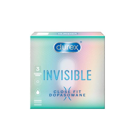 Miniaturka artykułu - DUREX INVISIBLE Close Fit Prezerwatywy, 3 sztuki
