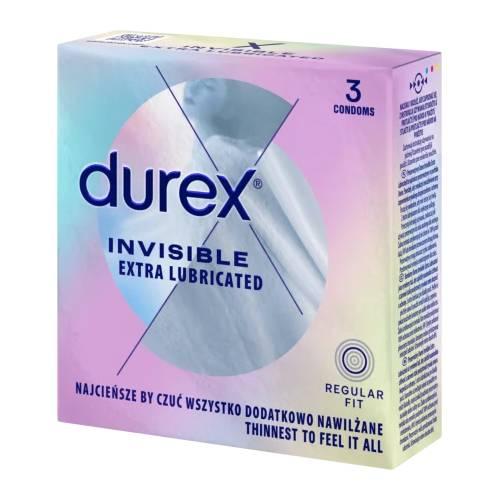 Miniaturka artykułu - Durex Invisible Prezerwatywy dodatkowo nawilżane, 3 sztuki