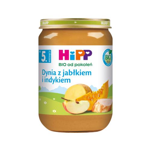 Miniaturka artykułu - HiPP BIO Dynia z jabłkiem i indykiem po 5. miesiącu, 190 g