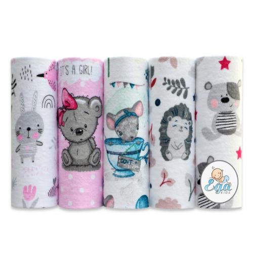 Miniaturka artykułu - EGA KIDS Pieluszki flanelowe 70/80 mix, 5szt.