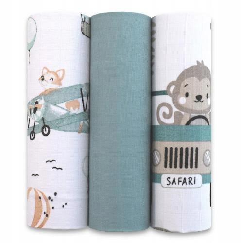 Miniaturka artykułu - EGA KIDS Pieluszki muślinowe Premium 60x80cm zestaw nr 46 (8487), 3 szt.