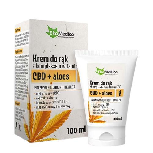 Miniaturka artykułu - EkaMedica Krem do rąk z kompleksem witamin ECF CBD + Aloes, 100ml