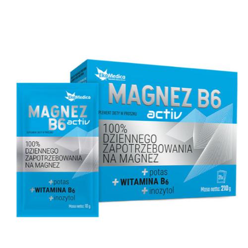 Miniaturka artykułu - EkaMedica Magnez B6 Activ, 21x10g saszetki
