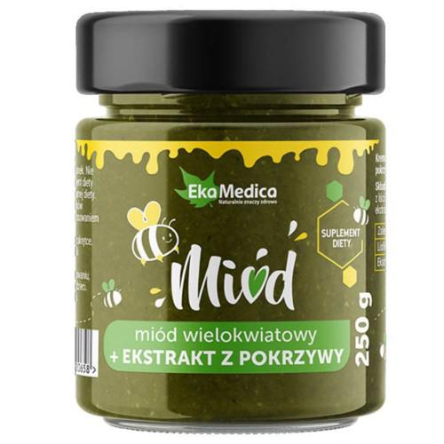 Miniaturka artykułu - EkaMedica Mi&oacute;d wielokwiatowy + ekstrakt z pokrzywy, 250g