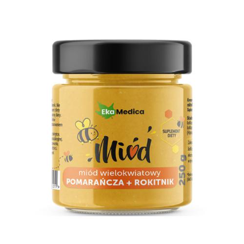 Miniaturka artykułu - EkaMedica Mi&oacute;d wielokwiatowy Pomarańcza + Rokitnik, 250g	