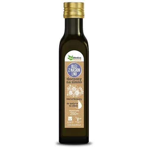 Miniaturka artykułu - Ekamedica Olej lniany tłoczony na zimno, 250ml