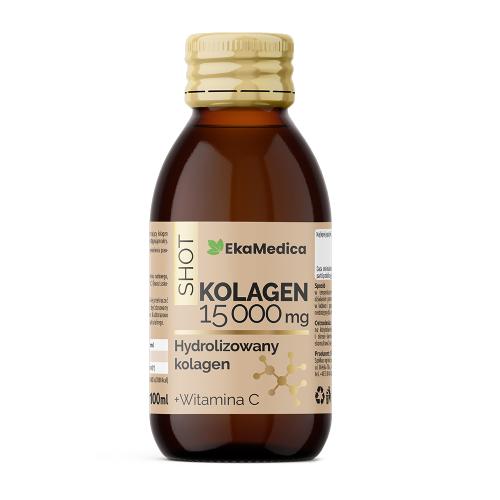 Miniaturka artykułu - EkaMedica Shot Kolagen 15 000mg z witaminą C smak marakuja-pomarańcza, 100 ml