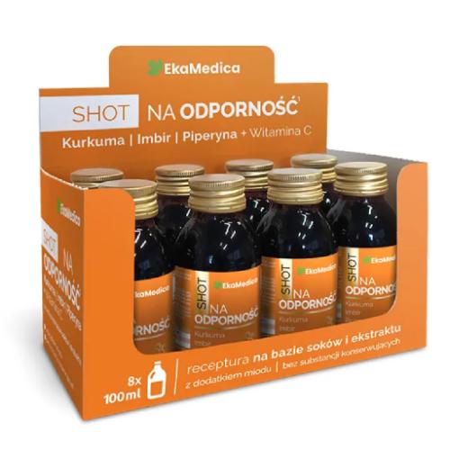 Miniaturka artykułu - EkaMedica Shot Na Odporność, 8 x 100 ml USZKODZONE TEKTUROWE OPAKOWANIE