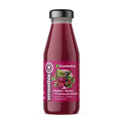 Miniaturka artykułu - EkaMedica Smoothie Malina + Burak + Czarna Porzeczka, 250 ml