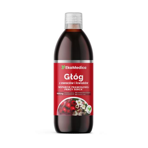 Miniaturka artykułu - EkaMedica Sok Gł&oacute;g z owoc&oacute;w i kwiat&oacute;w, 500 ml