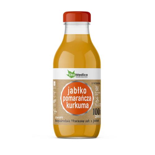 Miniaturka artykułu - EkaMedica Jabłko pomarańcza kurkuma Sok, 300ml