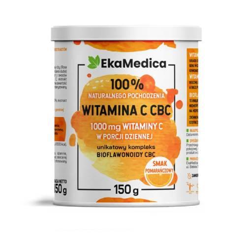 Miniaturka artykułu - EkaMedica Witamina C CBC smak pomarańczowy w proszku, 150 g