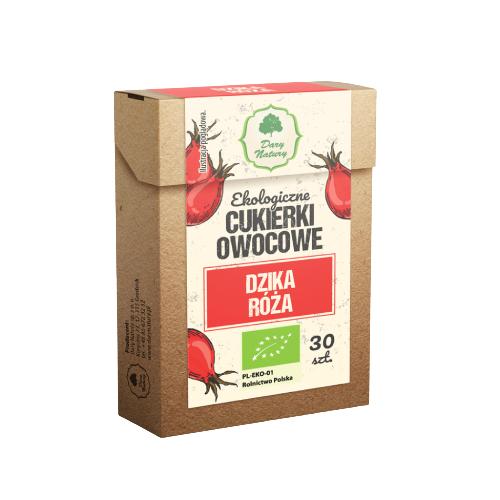 Miniaturka artykułu - DARY NATURY Ekologiczne Cukierki owocowe dzika r&oacute;ża, 30szt.
