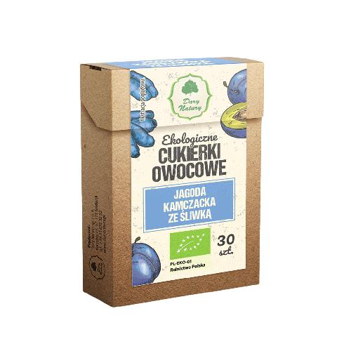 Miniaturka artykułu - Dary Natury Ekologiczne Cukierki owocowe jagoda kamczacka ze śliwką, 30szt.