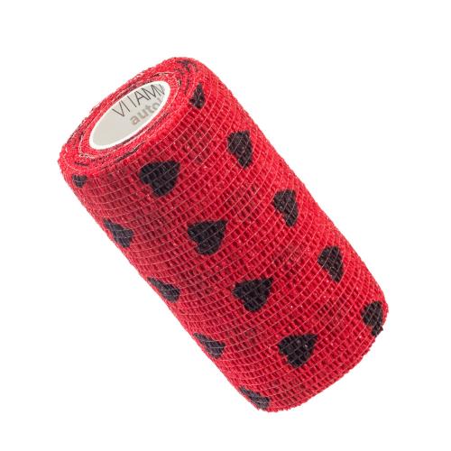 Miniaturka artykułu - VITAMMY Autoband Elastyczny bandaż kohezyjny 10cm x 450cm Serduszka czarne