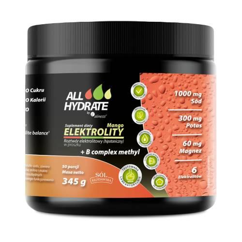 Miniaturka artykułu - ALLHydrate Elektrolity Mango + B complex methyl, 345 g