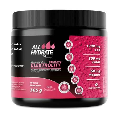 Miniaturka artykułu - ALLHydrate, Elektrolity o smaku malinowym, 305 g