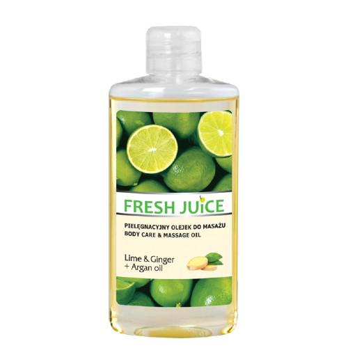 Miniaturka artykułu - FRESH JUICE Pielęgnacyjny olejek do masażu - limonka, imbir i olej arganowy, 150ml
