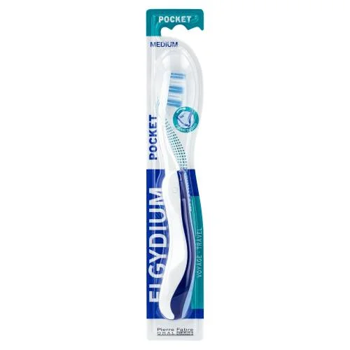 Miniaturka artykułu - ELGYDIUM POCKET Składana szczoteczka do zęb&oacute;w Medium - 1 sztuka