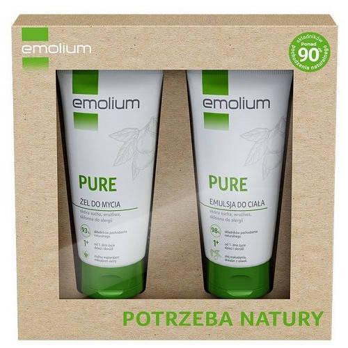 Miniaturka artykułu - EMOLIUM PURE Zestaw Żel do mycia, 200ml + Emulsja do ciała, 200ml