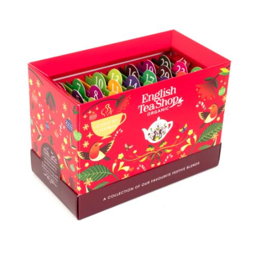 Miniaturka artykułu - English Tea Shop Advent Tea Calendar (Red) Kalendarz adwentowy z ekologicznymi herbatami, 25 sasz. 13smak&oacute;w