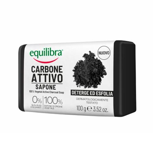 Miniaturka artykułu - EQUILIBRA Mydło oczyszczające 100% roślinne, z aktywny węglem, 100g