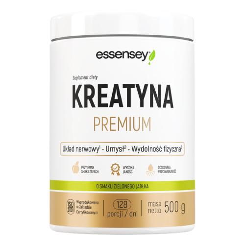Miniaturka artykułu - Essensey Kreatyna Premium o smaku zielonego jabłka, 500 g