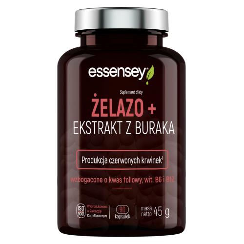Miniaturka artykułu - Essensey Żelazo + Ekstrakt z buraka,  90 kaps.