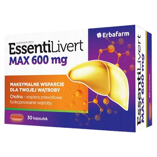 Miniaturka artykułu - EssentiLivert Max 600 mg, 30 kaps.