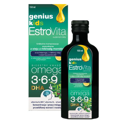 Miniaturka artykułu - EstroVita Genius Kids z olejem z mikroalg morskich, 150ml