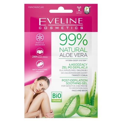 Miniaturka artykułu - EVELINE 99% Natural Aloe Vera Łagodzący żel po depilacji, 2x5ml