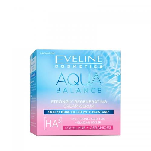 Miniaturka artykułu - Eveline Aqua Balance Silnie regenerujący krem-serum do twarzy, 50 ml
